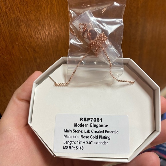 Lab Created Emerald With Rose Gold Plating Necklace - Picture 5 of 5